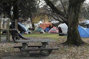 Tents in Abbotsford's Jubilee Park