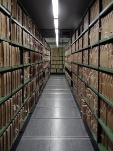 A_corridor_of_files_at_The_National_Archives_UK