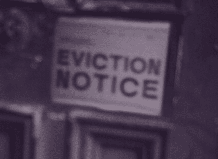 Door with sign saying Eviction Notice
