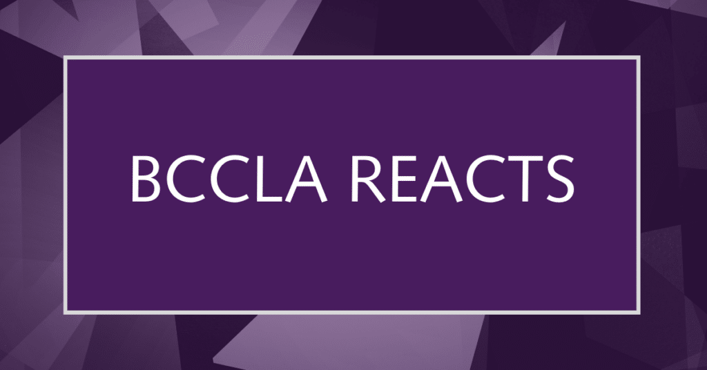 White Text on Purple Background: BCCLA Reacts